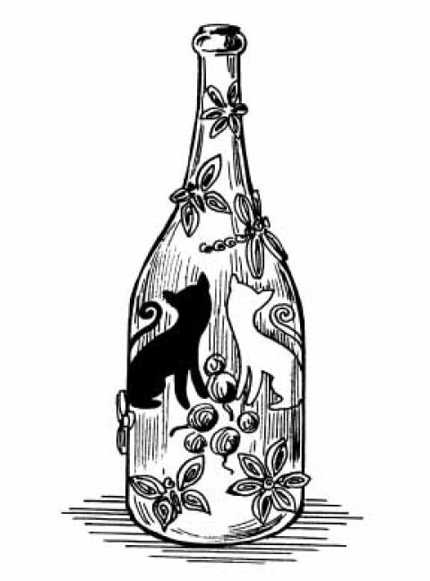 Бутылка с коллажем &quot;Кошки&quot;