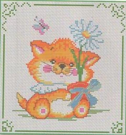 Котенок с цветочком