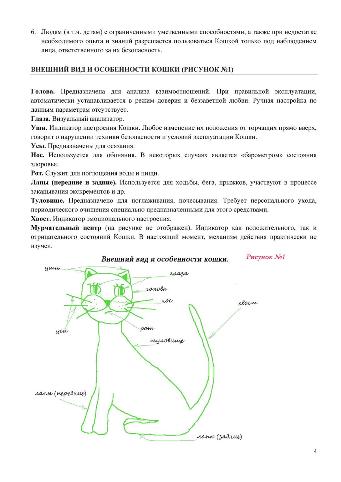 Руководство по эксплуатации Кошки